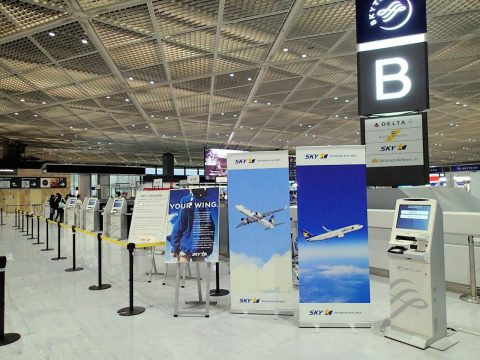 スカイマークカウンター（デルタ航空カウンターの間借り状態）